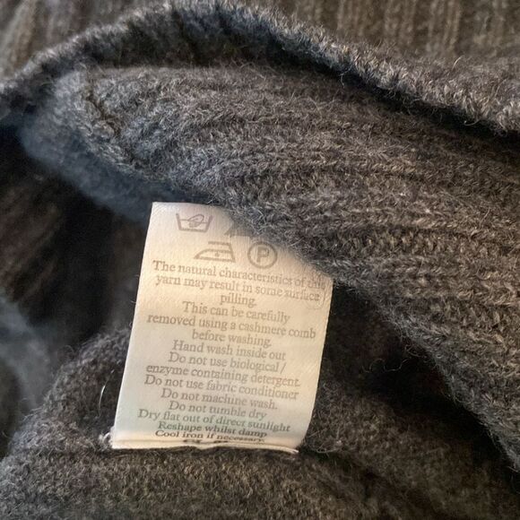 Pure Collection 100% Cashmere Oversized Turtleneck Sweater Side Zip Gray M - Picture 7 of 8